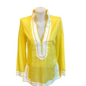 Tory Burch Yellow Tunic with White Trim